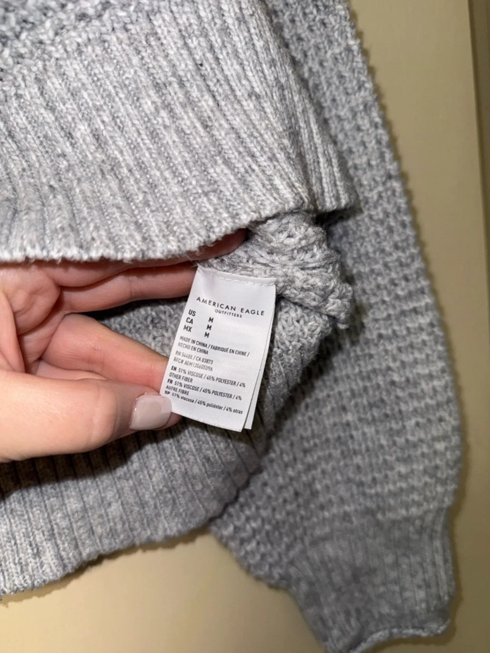 American Eagle Outfitters Gray Mock Neck Chunky Knit Sweater - Picture 4 of 5